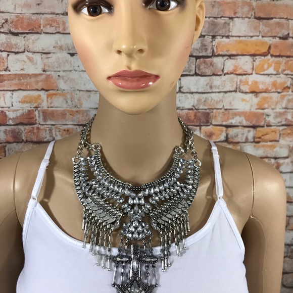 Statement Bib Bohemian Studded Necklace - Picture 8 of 8
